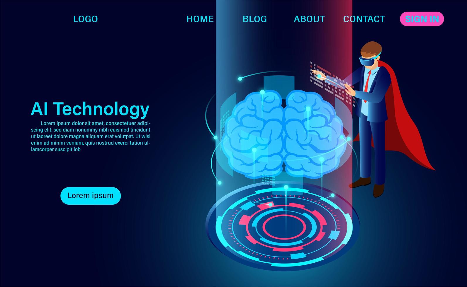 concepto de tecnología de inteligencia artificial vector