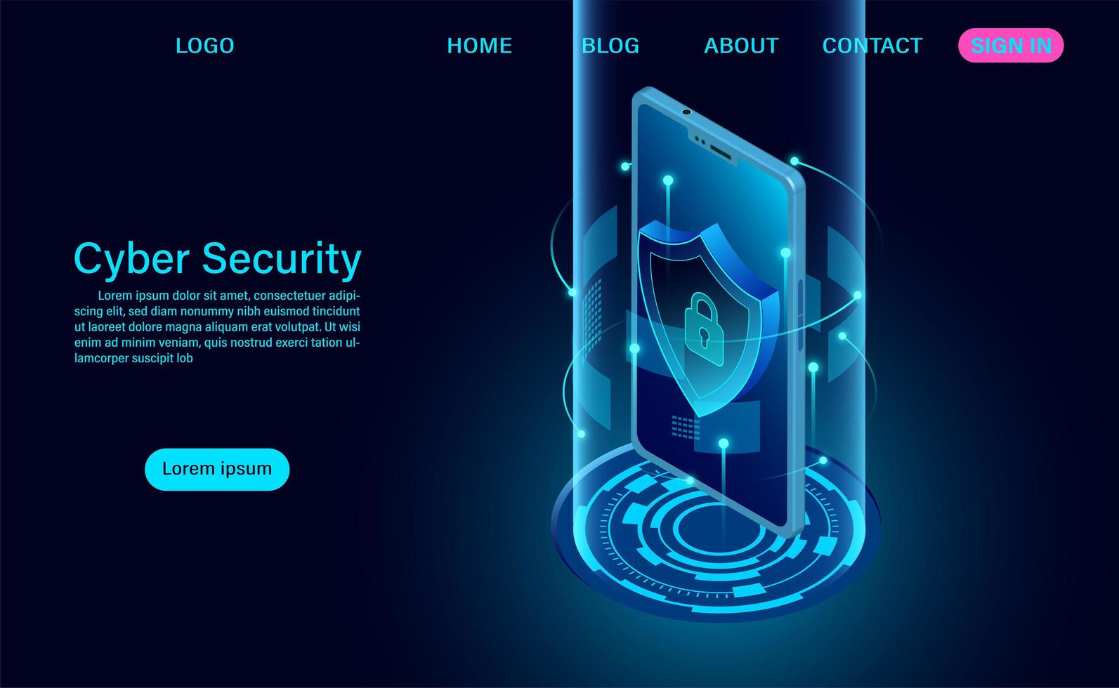 Cyber Security on Phone Banner vector