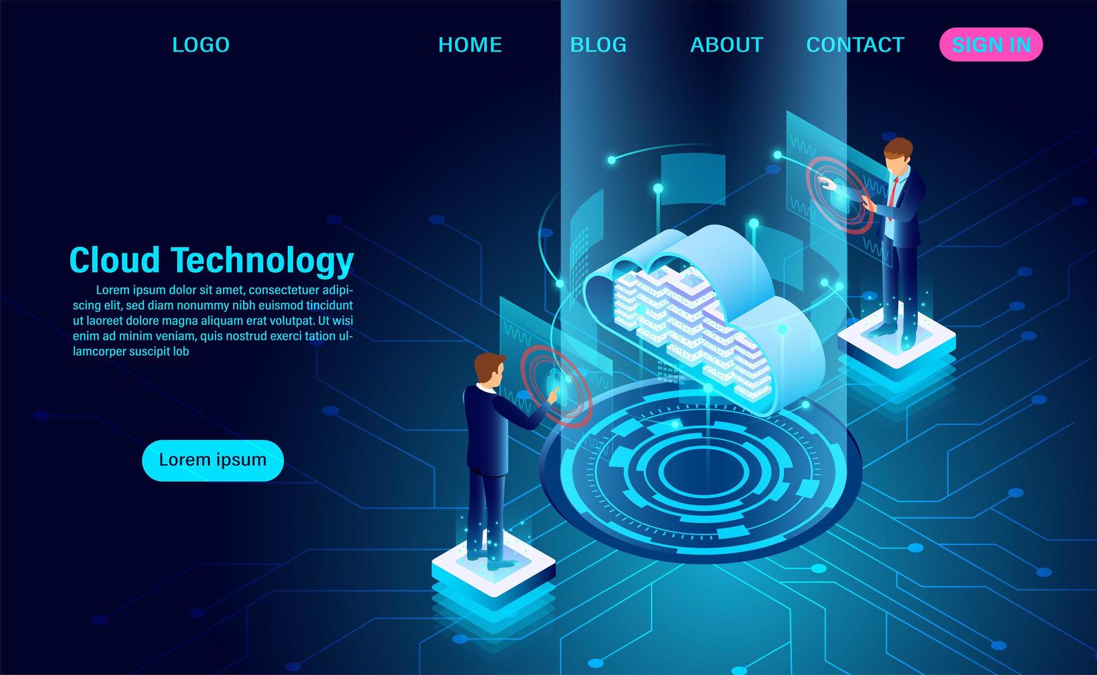 concepto de centro de datos en la nube vector