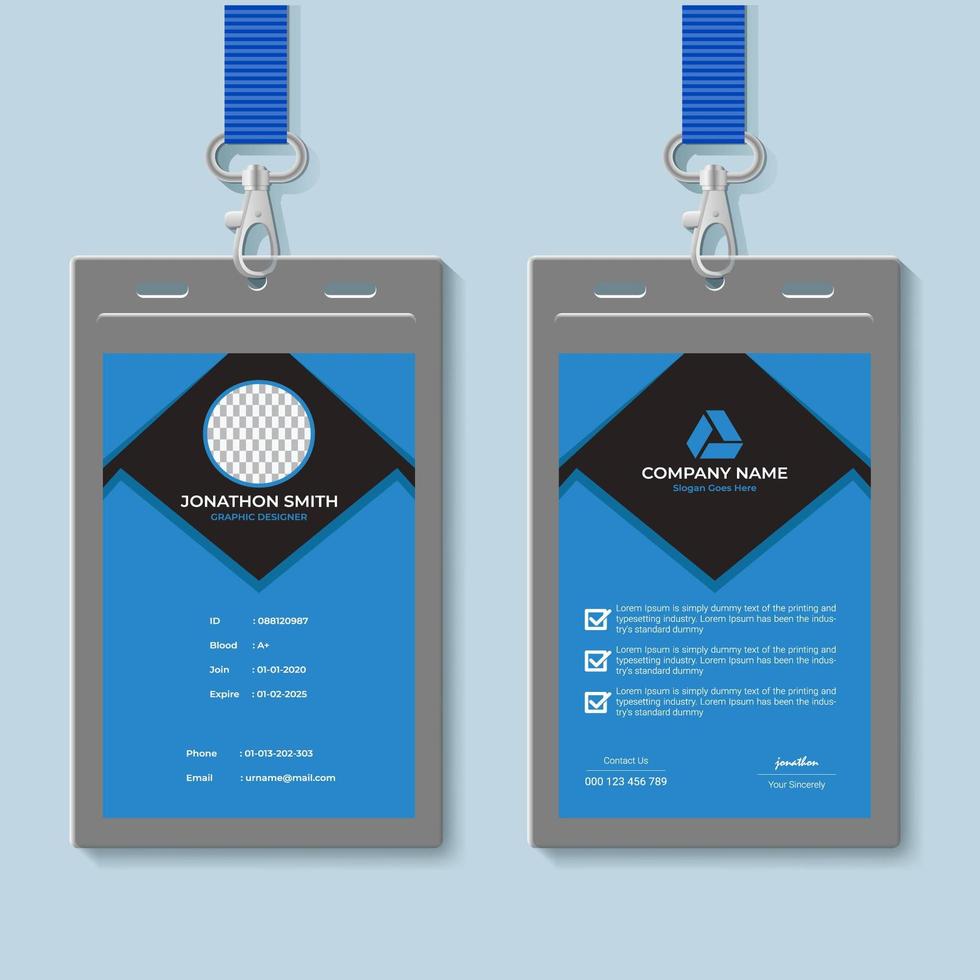 Blue and Gray ID Card Design Template vector