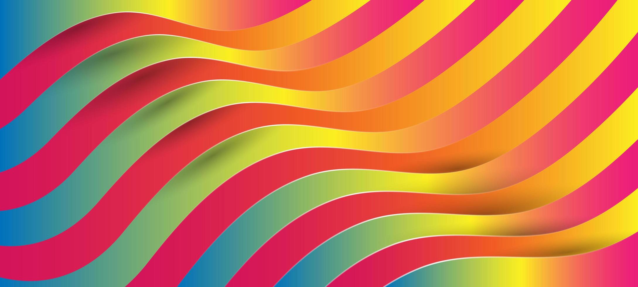 Colorful Wavy Pattern with Outline and Shadow vector