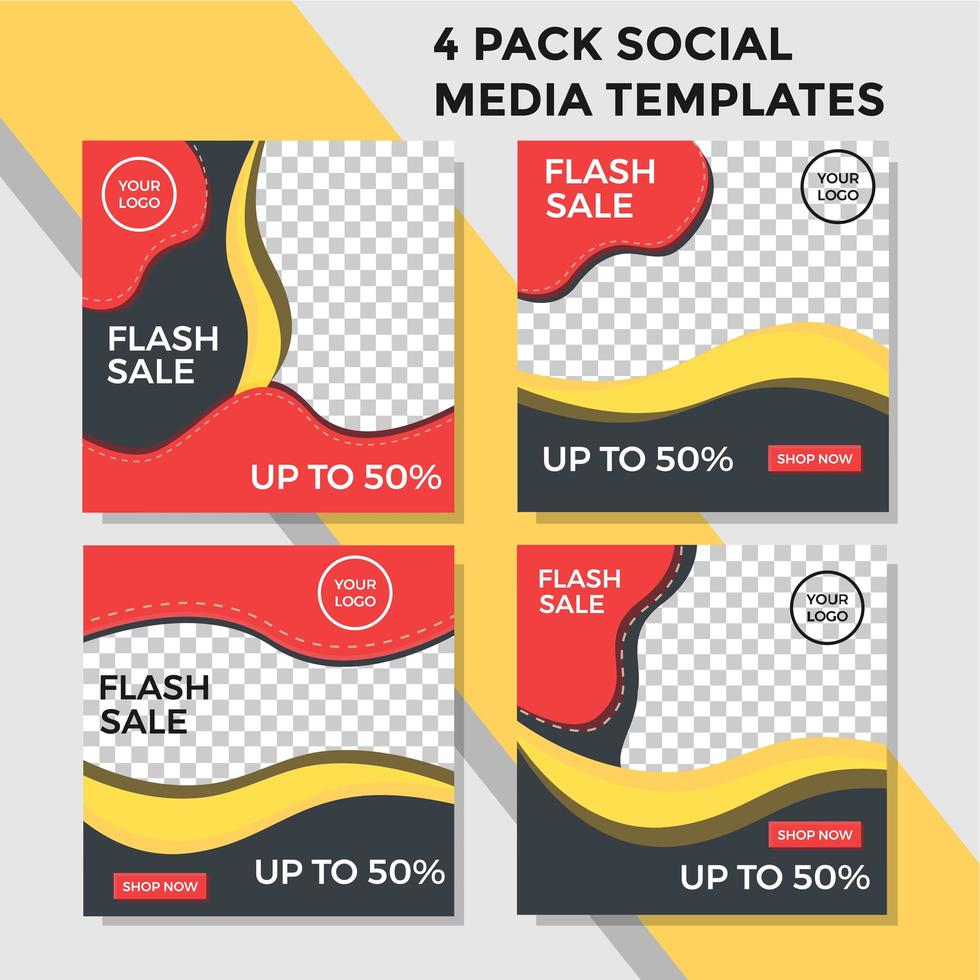 Orange and Yellow Social Media Banner Wave Style Pack vector