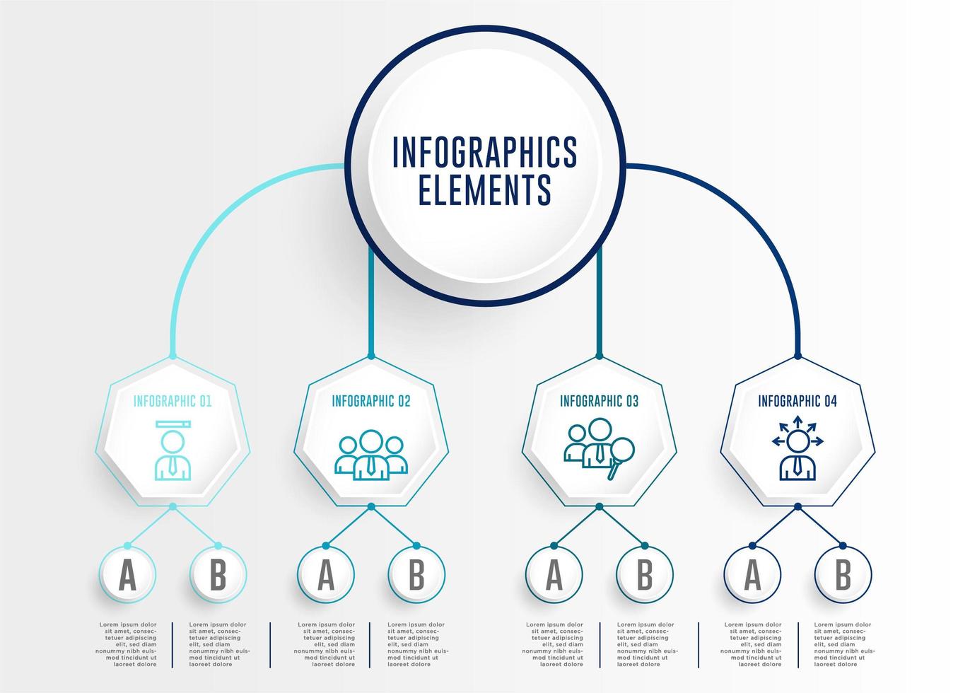 Infographics Set with Connected Circle and Hexagon vector