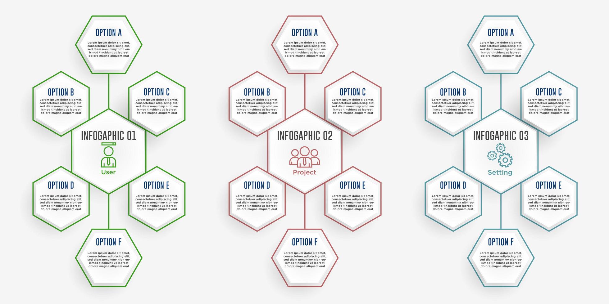 Set of Hexagon Infographics Elements vector