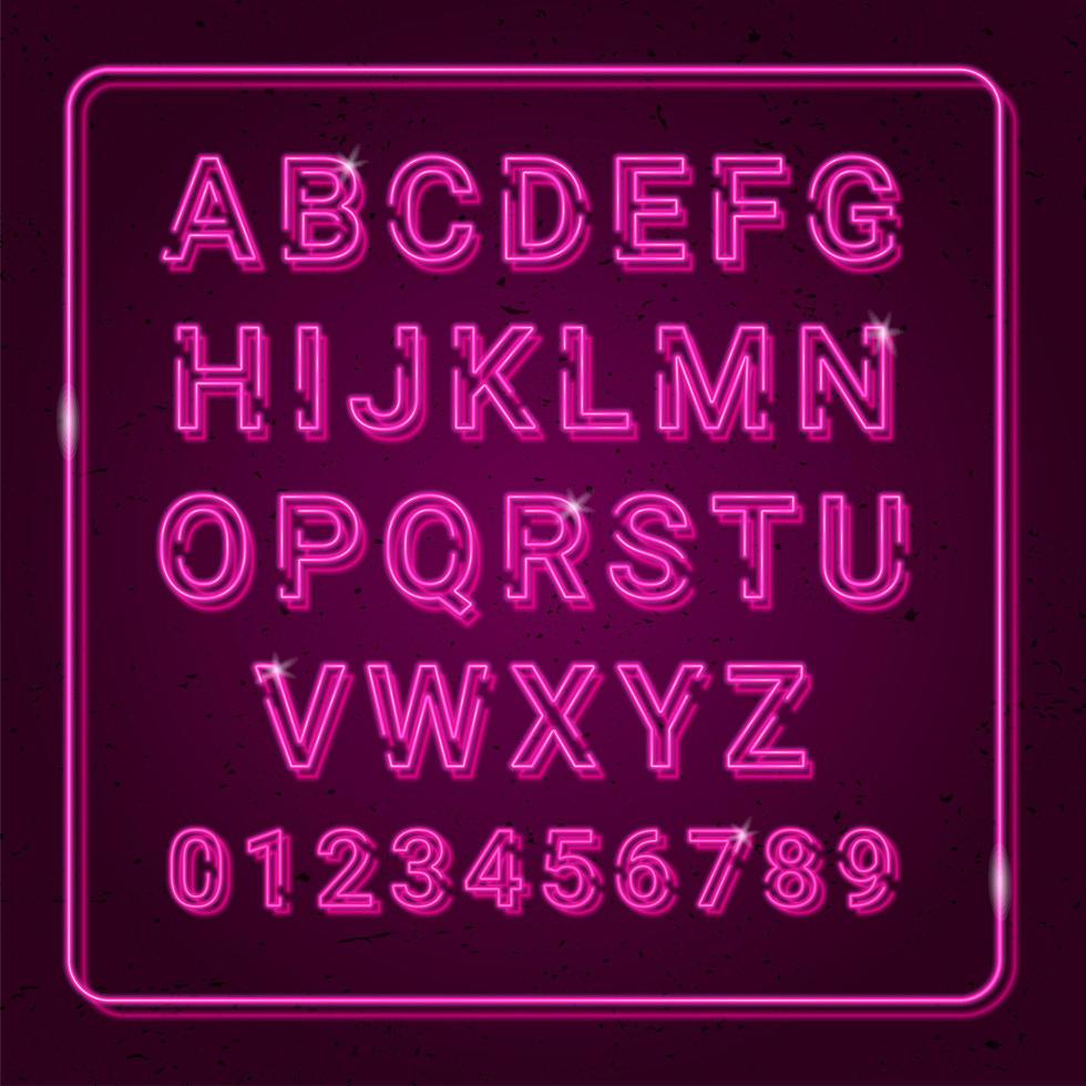 Purple Neon Alphabet  for Decoration  vector