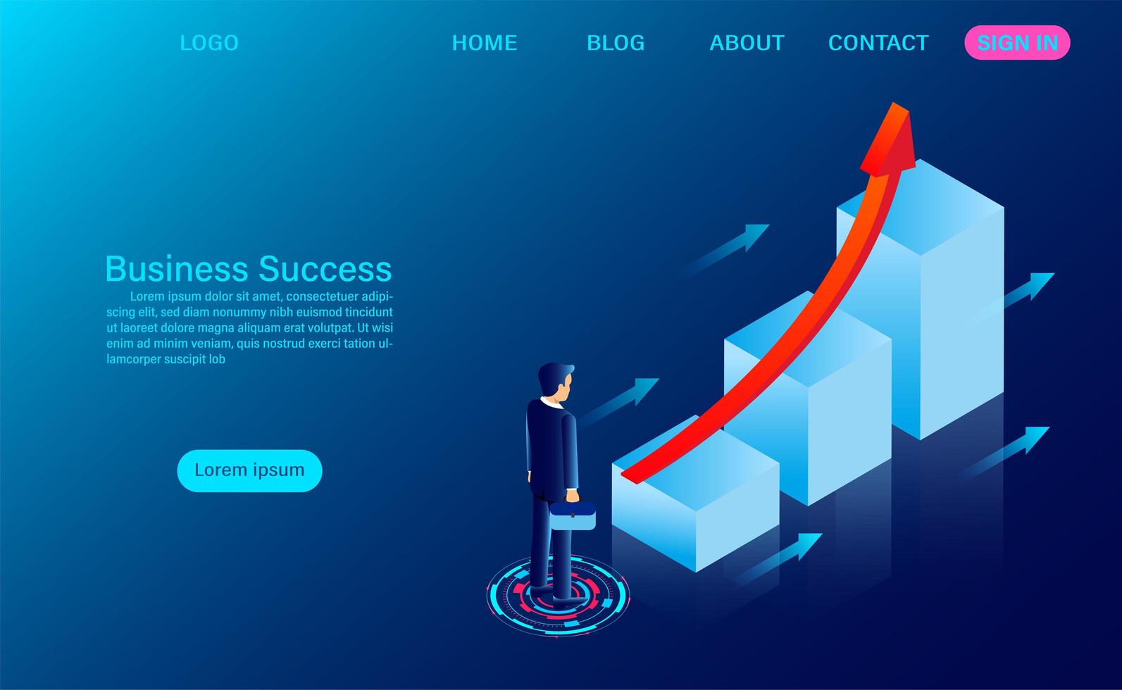 Business Man Standing Before Graph vector