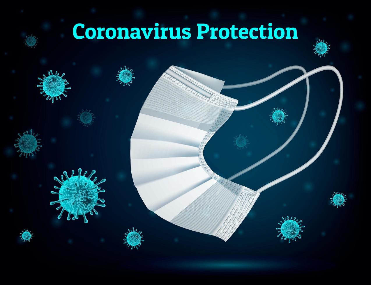 cartel de protección de coronavirus con máscara vector