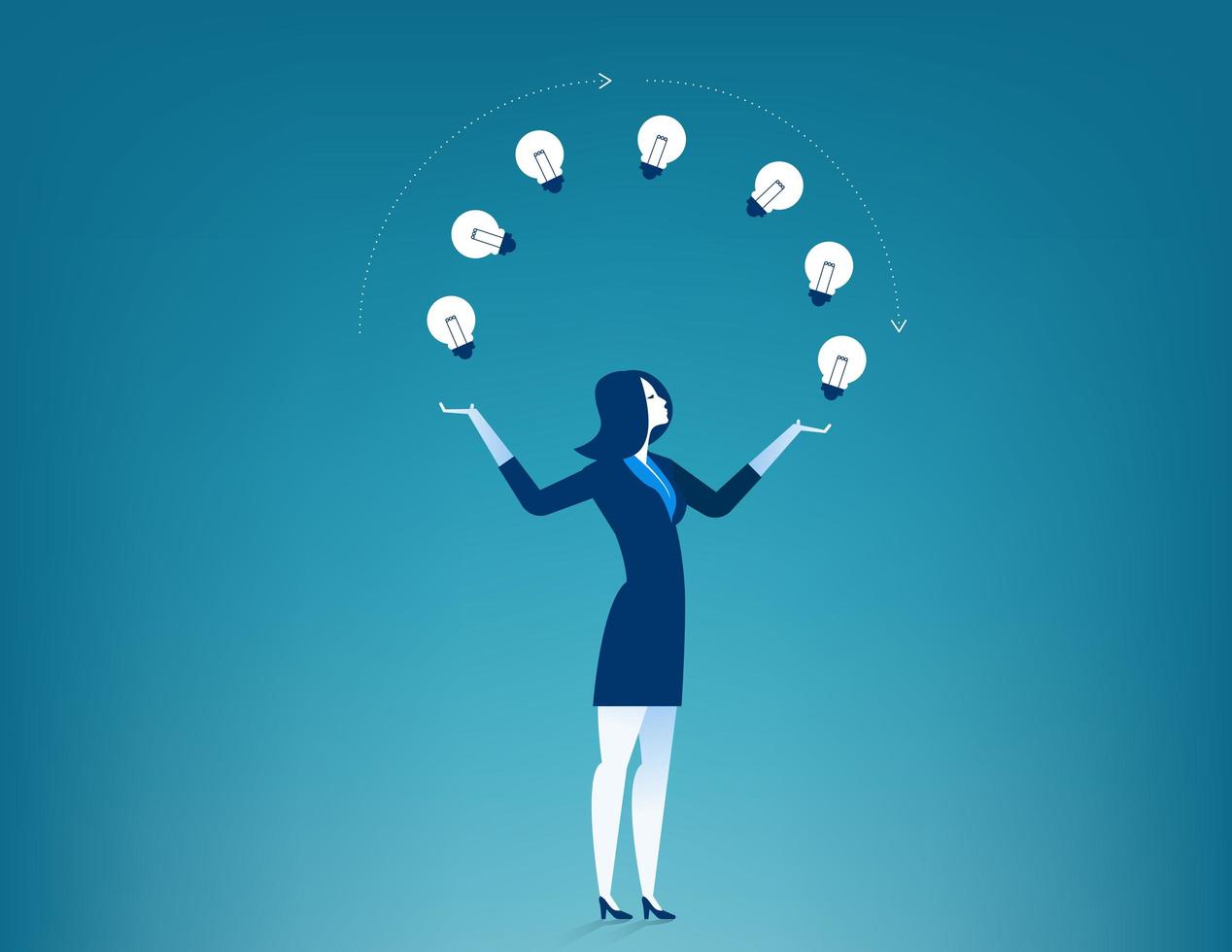 Businesswoman juggling ideas vector