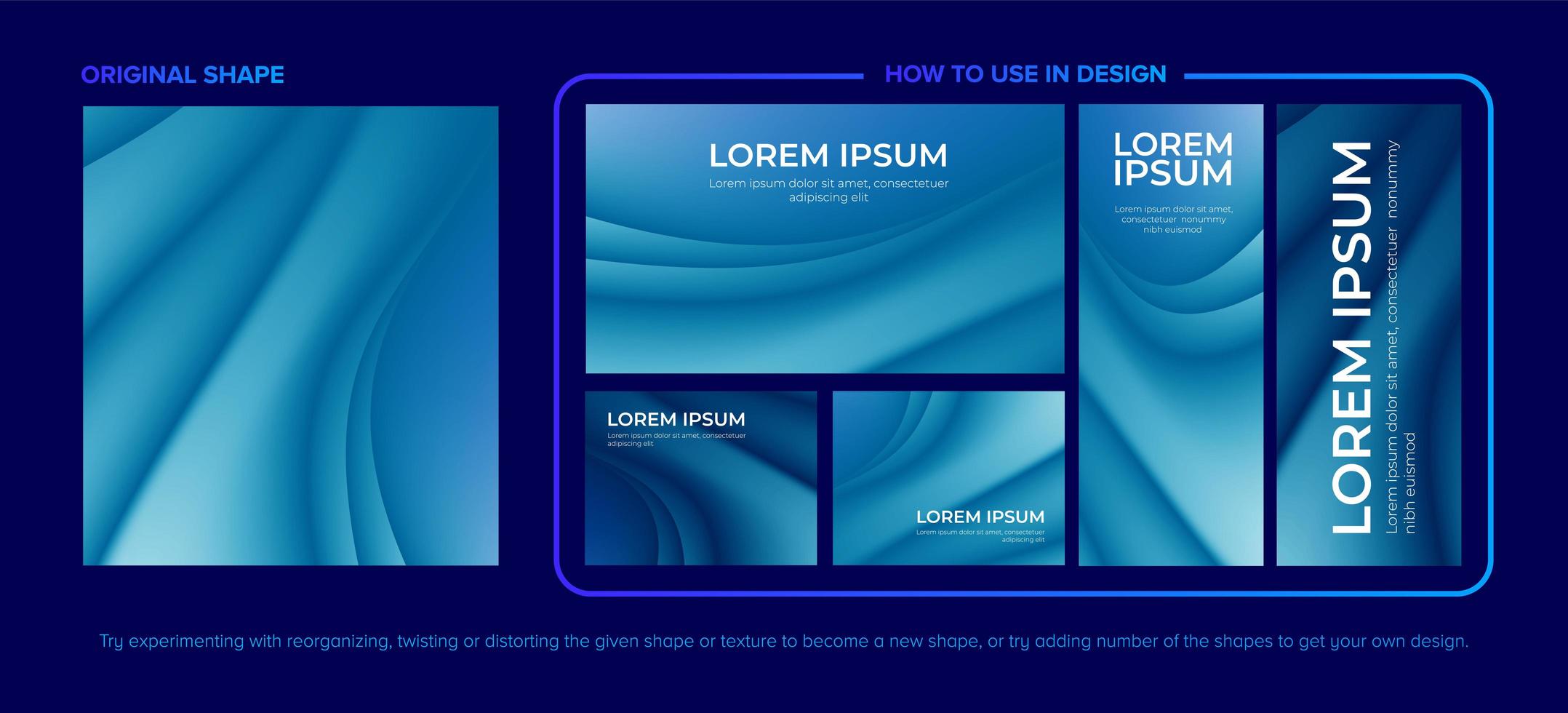 Blue Abstract Curvy Pattern Design Set vector