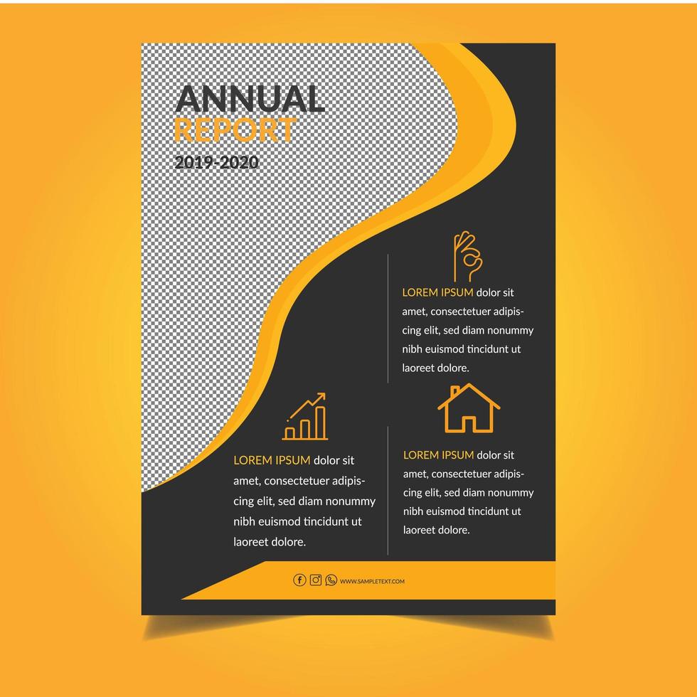 plantilla de informe anual naranja con recorte ondulado vector