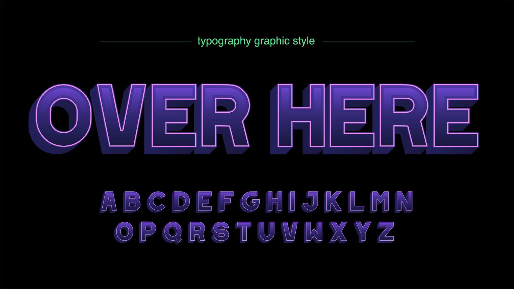 Purple 3D Uppercase Typography Design vector