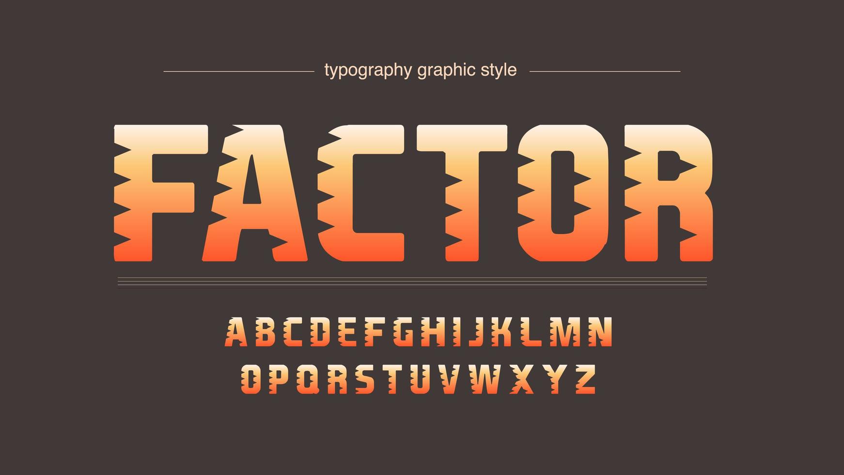 Orange Notched Artistic Font vector