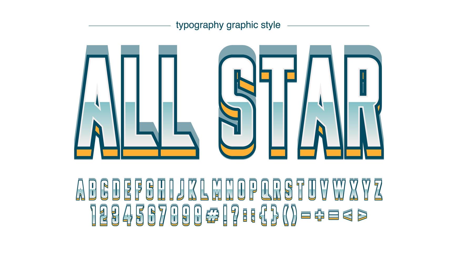 tipografía deportiva 3d cromo blanco negrita vector