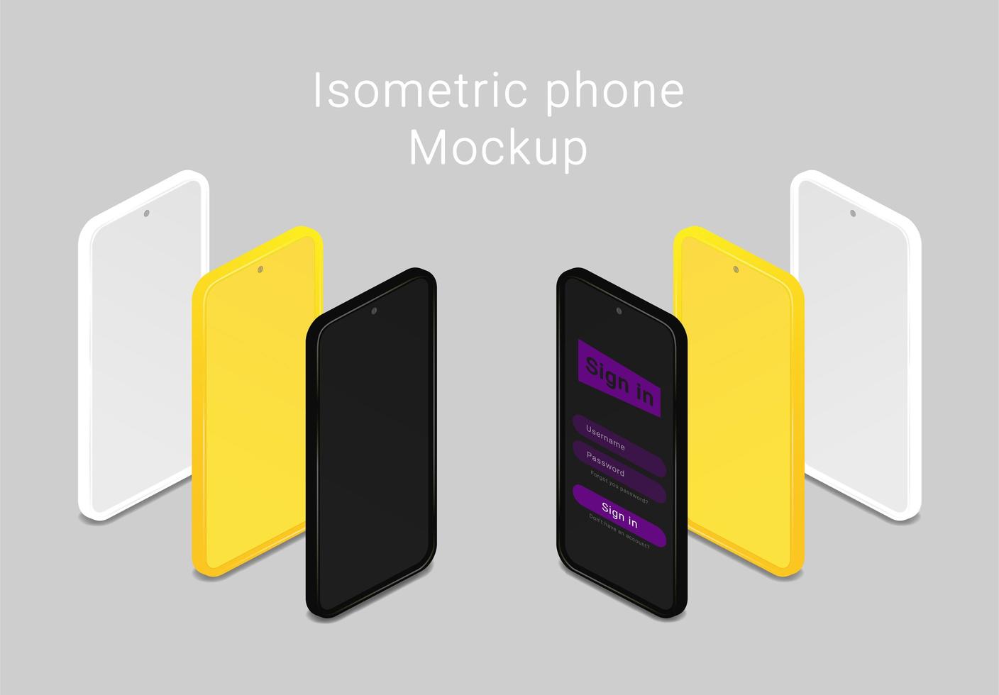 Isometric Minimalist  Phone Mockups vector