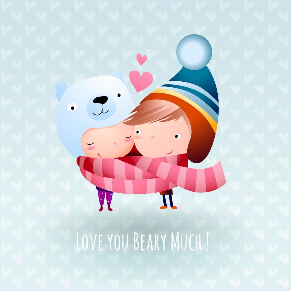 First Love Romantic Teens Snuggle to Keep Warm in Winter vector