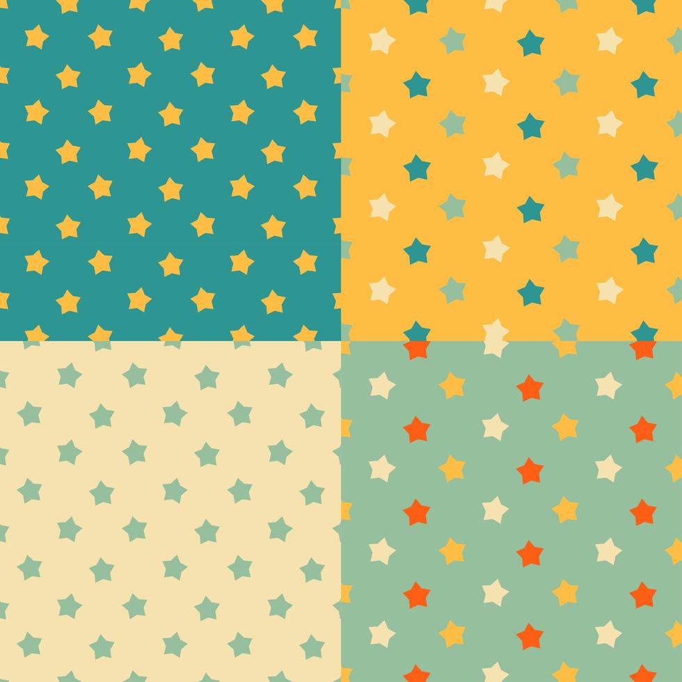 Medium size stars seamless pattern set vector