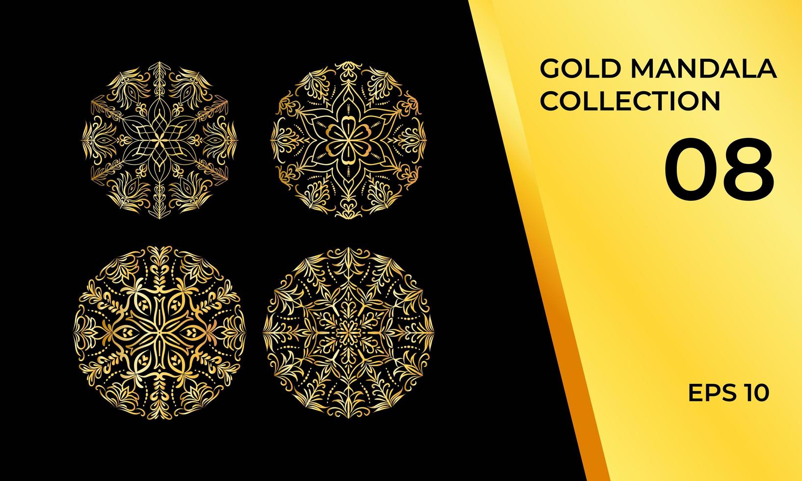 Mandalas in Gold or Yellow Set vector