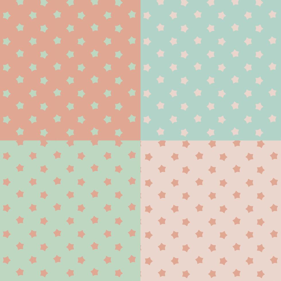 Pastel stars seamless set vector