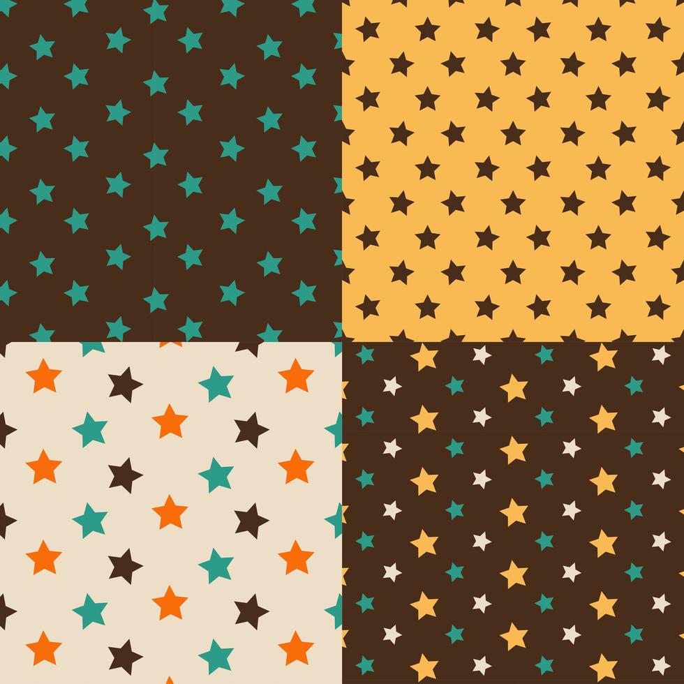 Stars brown and yellow seamless pattern set vector