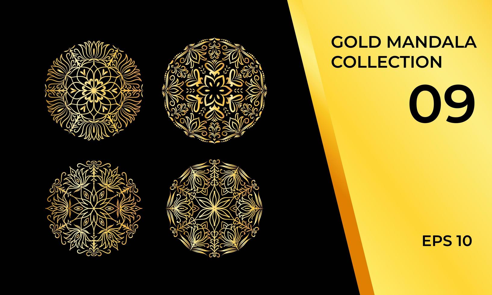 Collection of Abstract Tribal Mandalas in Gold vector