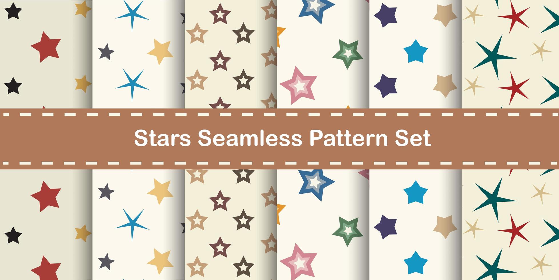 Stars seamless pattern set vector