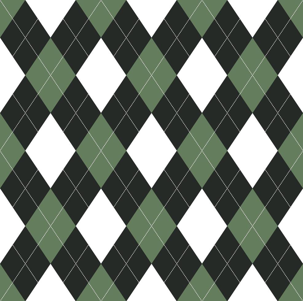 Seamless green and black argyle pattern vector