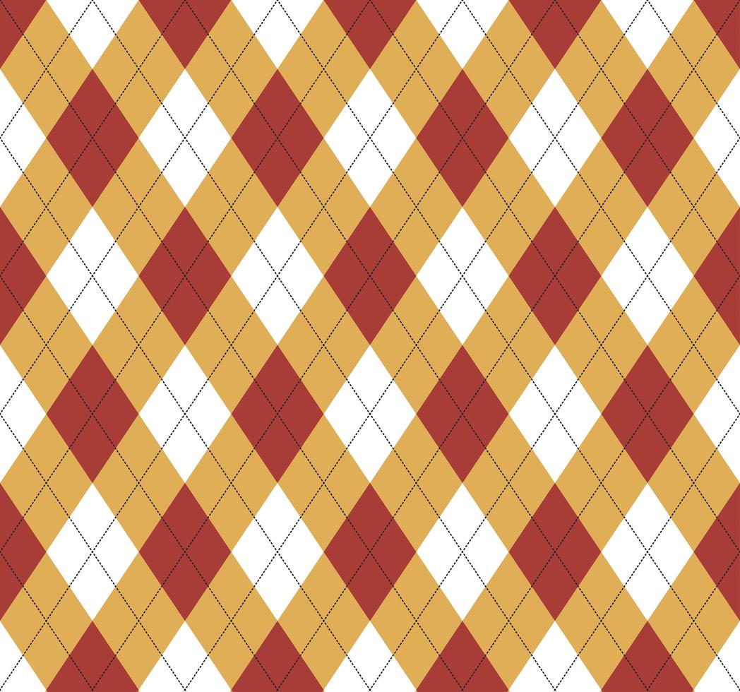 Seamless argyle red and yellow pattern vector