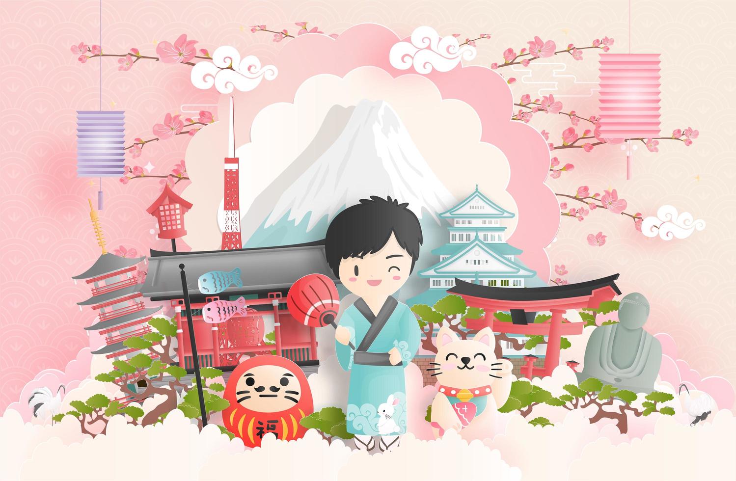 Travel collage with Japanese Theme vector