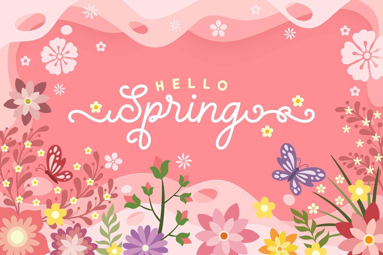 cartel floral '' hola primavera '' vector