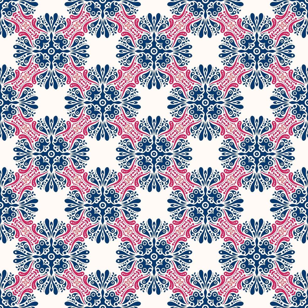 Geometric Blue, White, and Pink Pattern vector