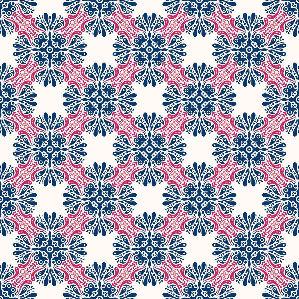 Geometric Blue, White, and Pink Pattern vector