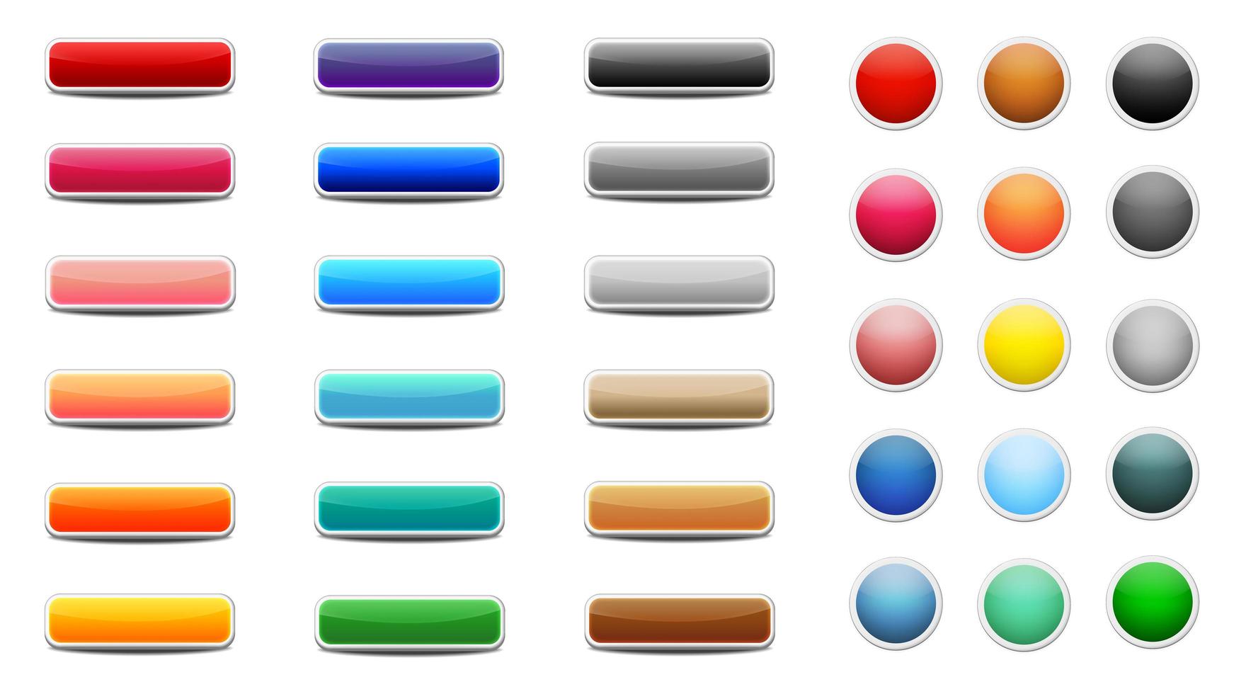 conjunto de botones web de colores vector