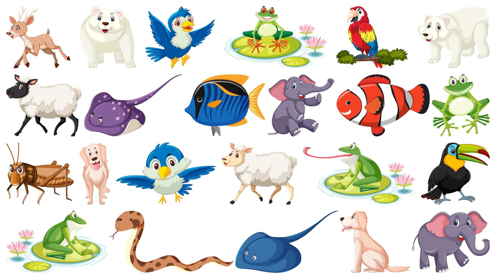 Set of cartoon iish and wild animals 699799 Vector Art at Vecteezy Set of cartoon iish and wild animals 699799 Vector Art at Vecteezy