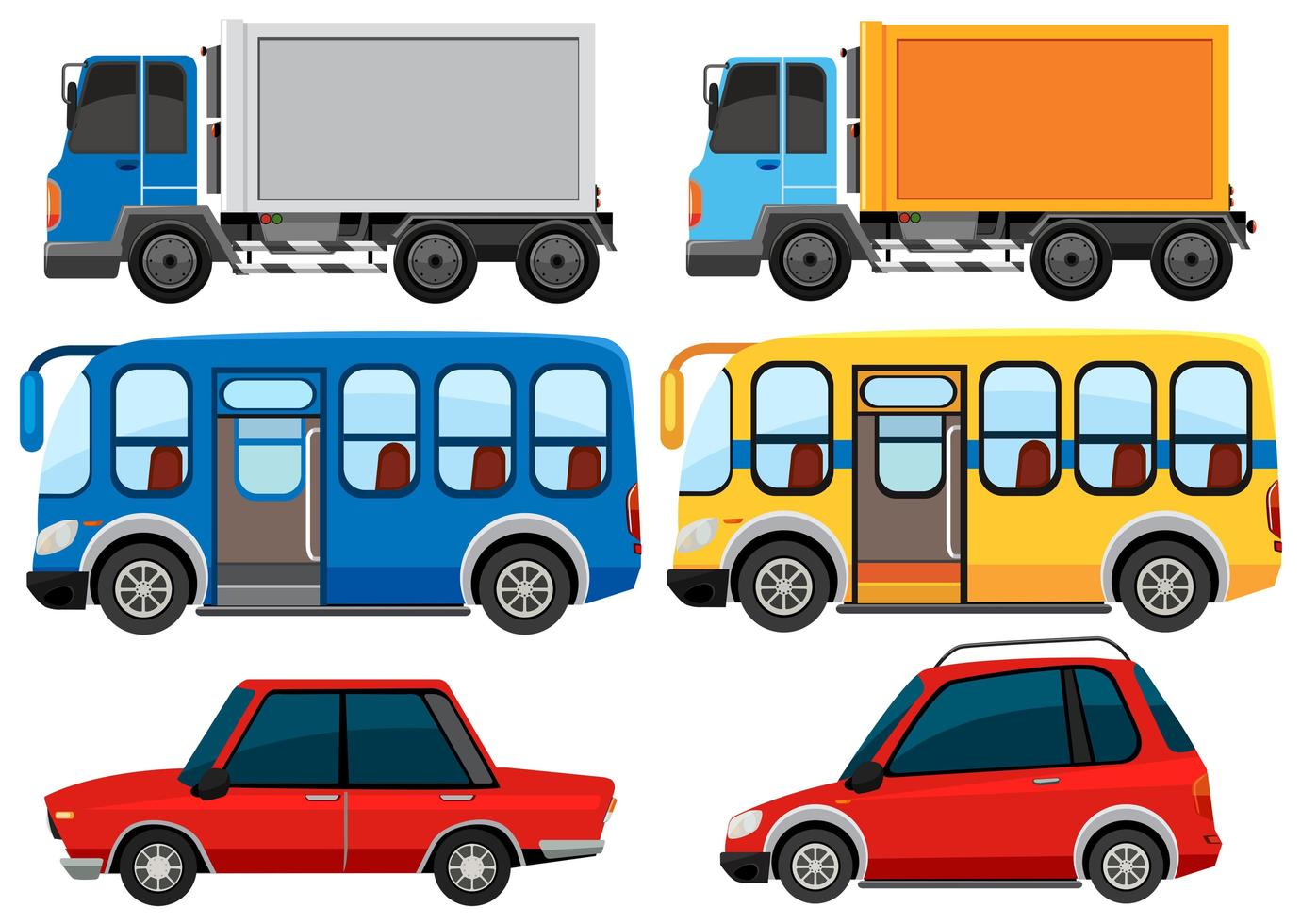conjunto de camiones y vehículos vector