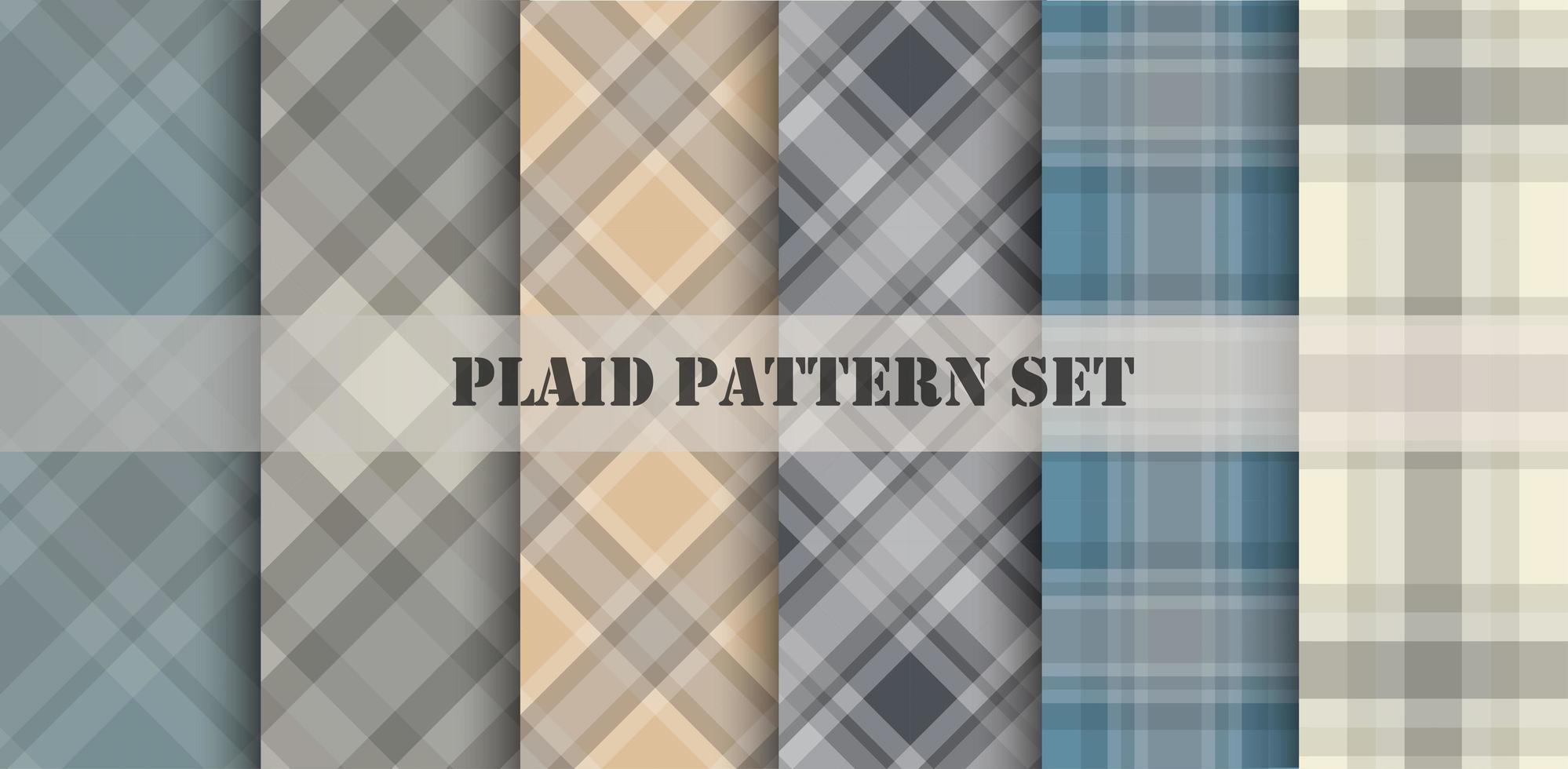 Plaid Pale Color Patterns Set vector