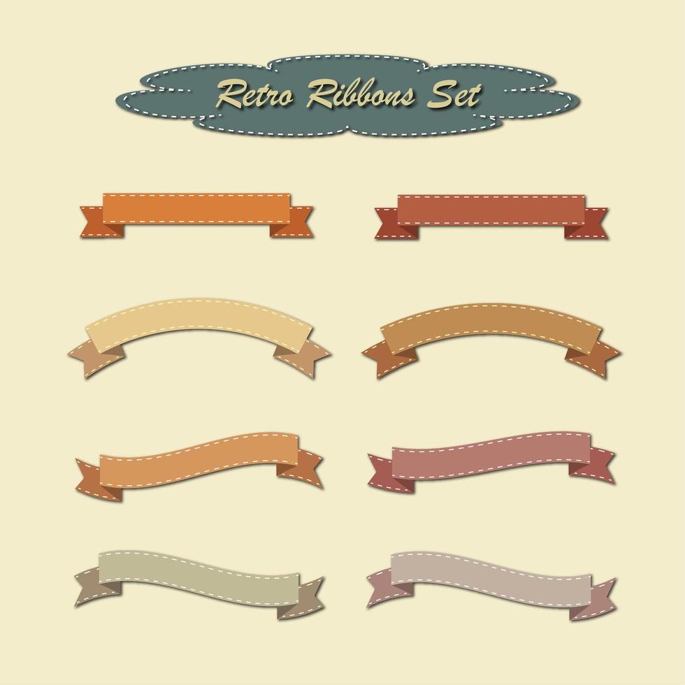 Collection of ribbons in retro vintage style vector