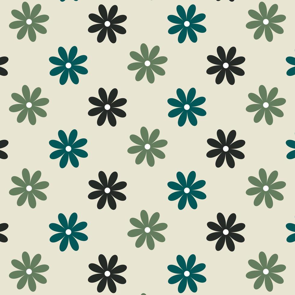 Seamless blue and green flower pattern  vector
