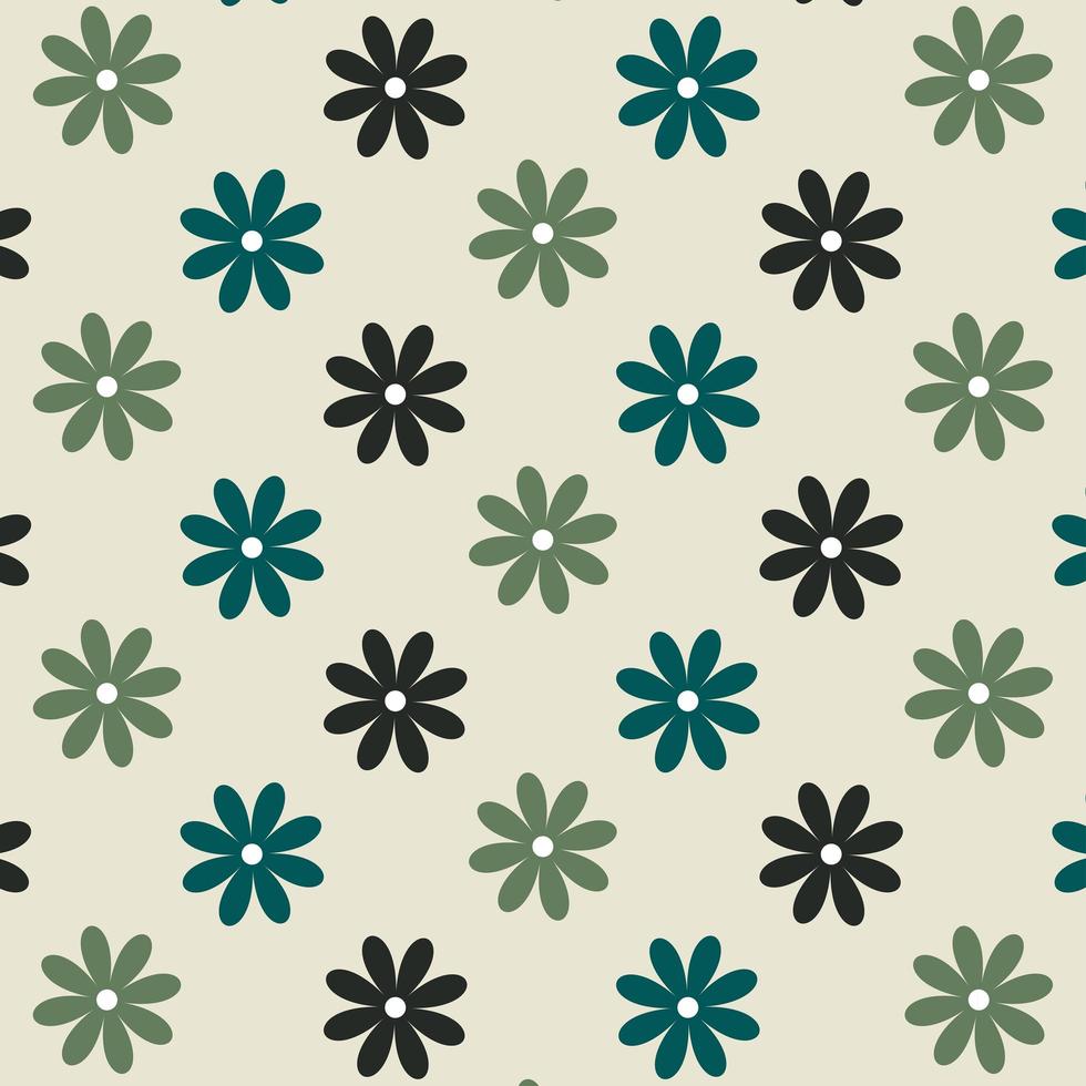 Seamless blue and green flower pattern  vector