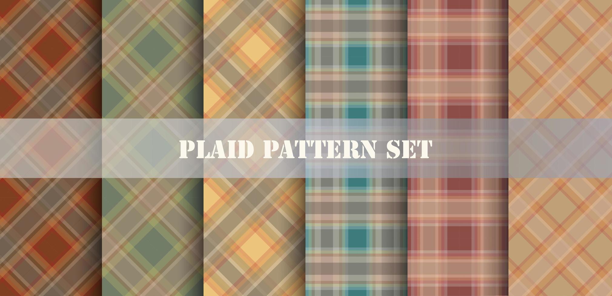 Plaid Orange and Blue Patterns Set vector