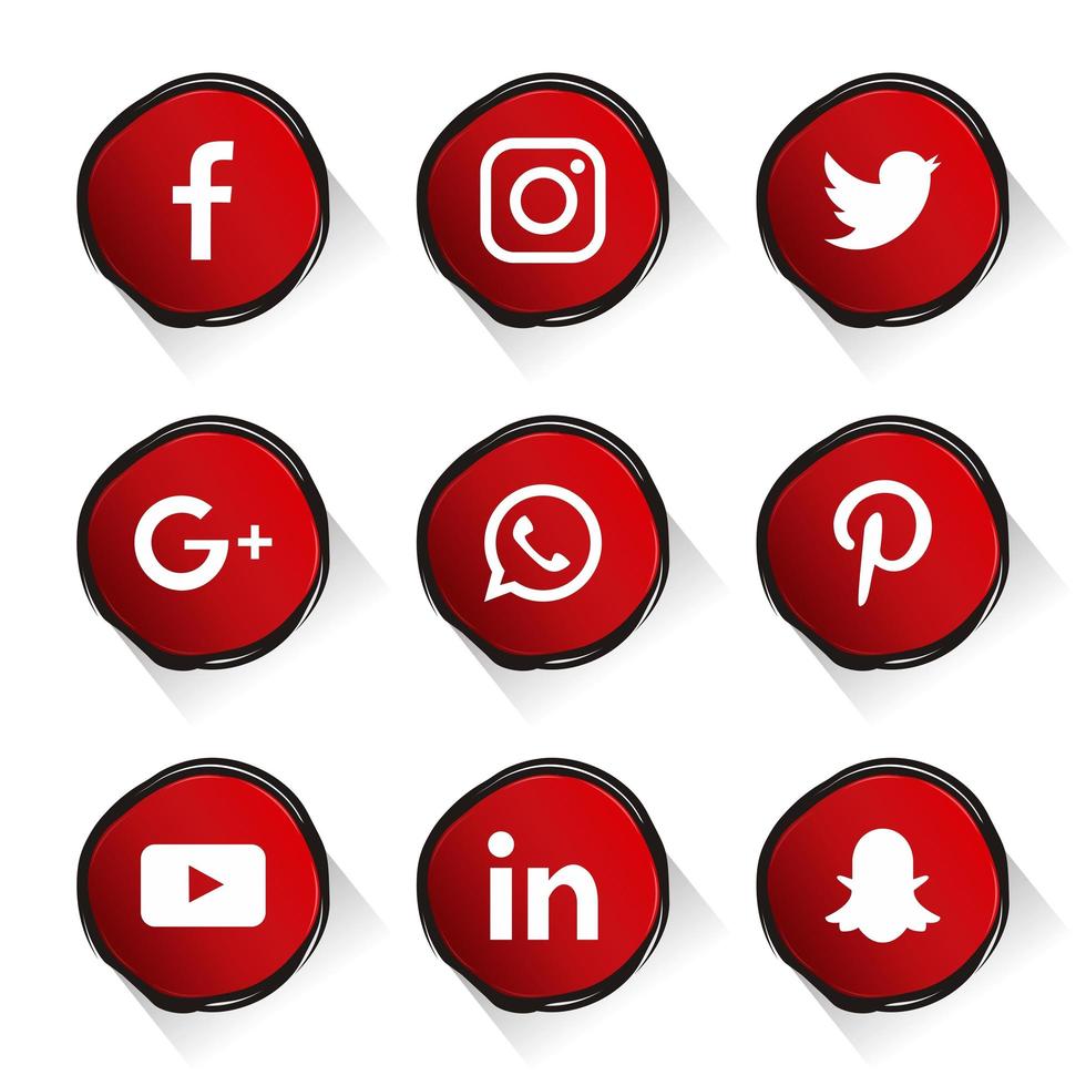 elementos de redes sociales círculo rojo vector