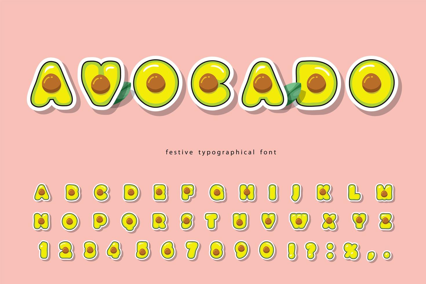 Avocado summer trendy font vector