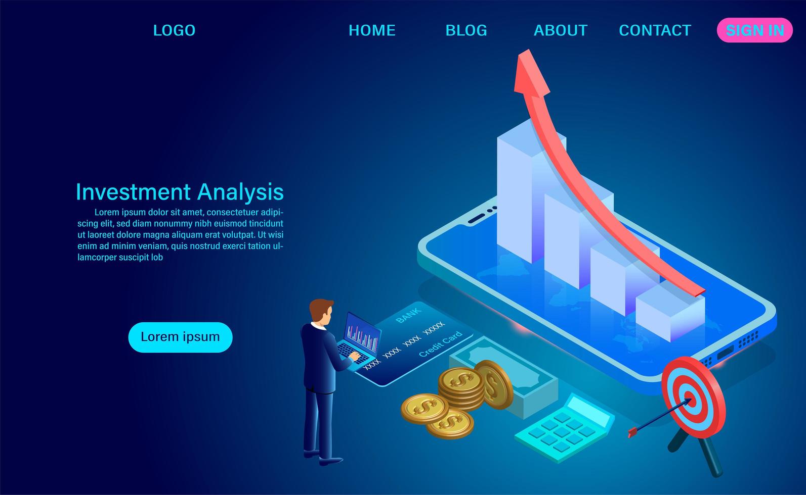 Investment analysis concept vector