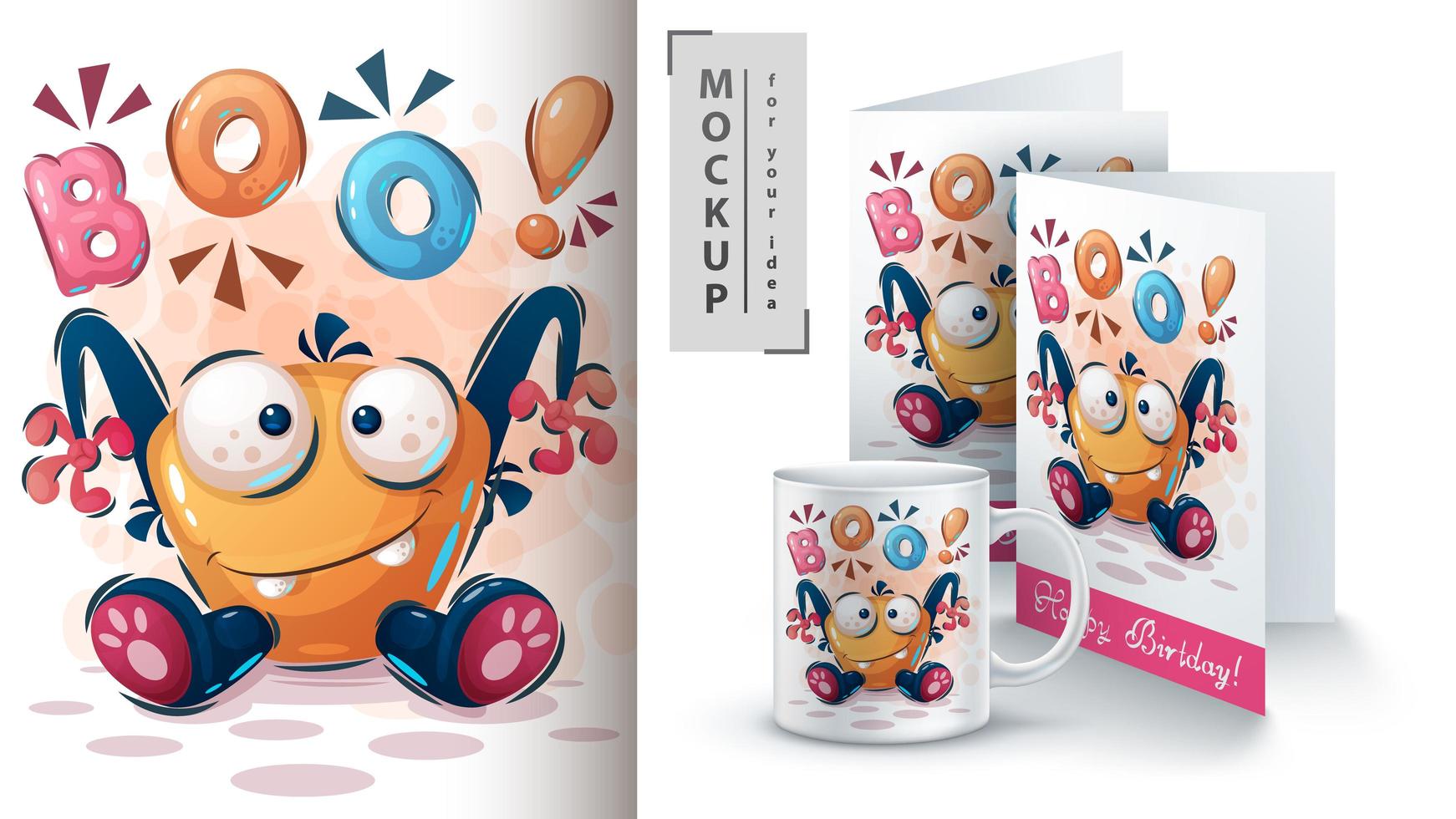 Sweet Halloween Monster Boo Poster and merchandising vector