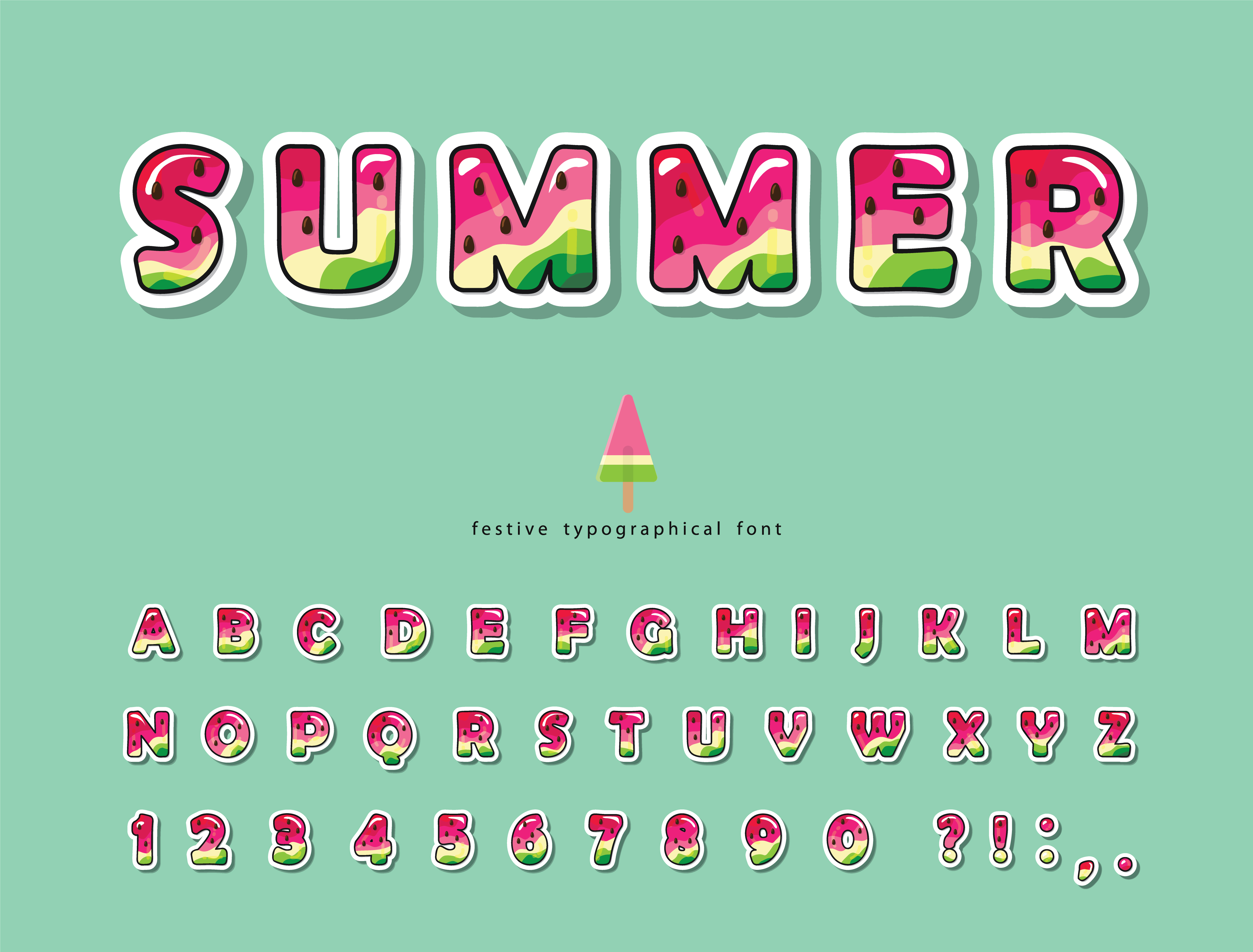 Watermelon summer trendy font 700243 - Download Free Vectors, Clipart