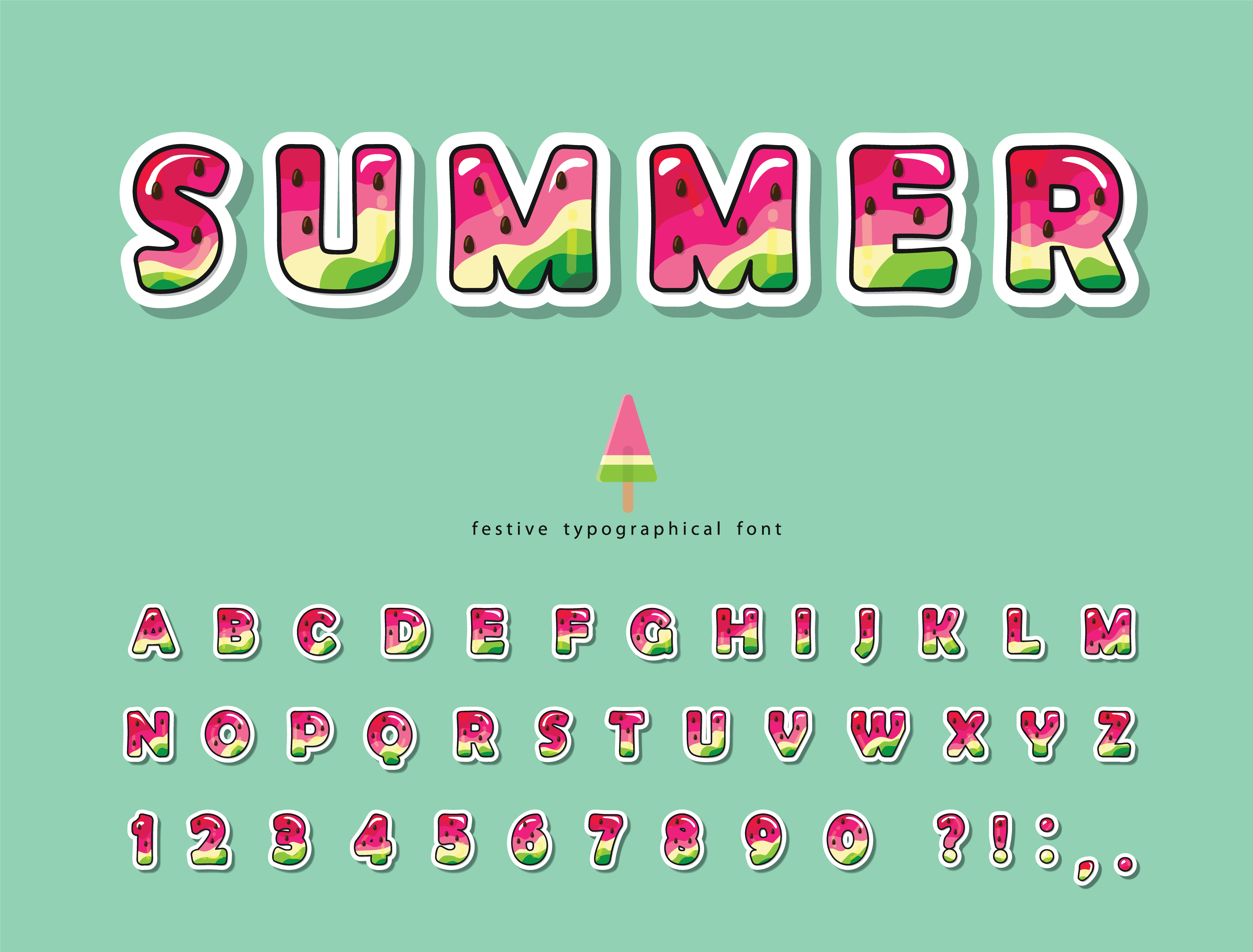 Watermelon Summer Trendy Font 700243 Vector Art At Vecteezy