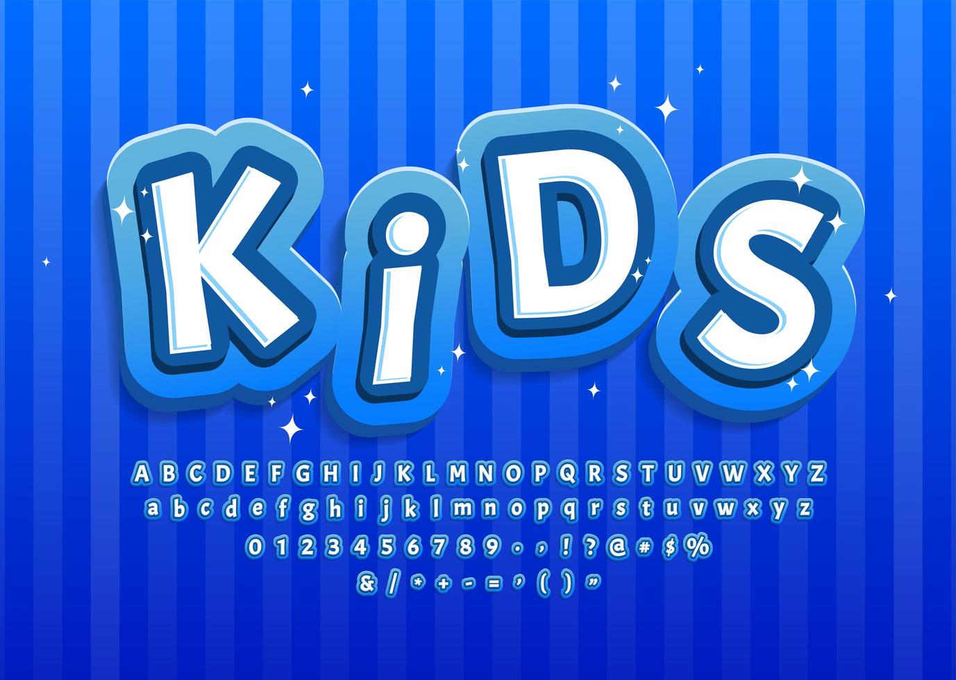 Cartoon kid alphabet in blue for decoration vector