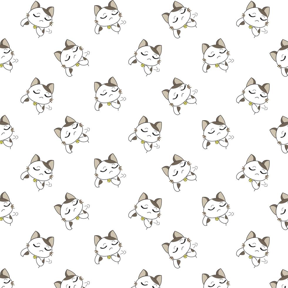 Cartoon Unhappy Cats Pattern vector