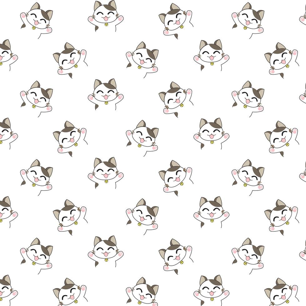 Cartoon Cats with Arms Raised Pattern vector