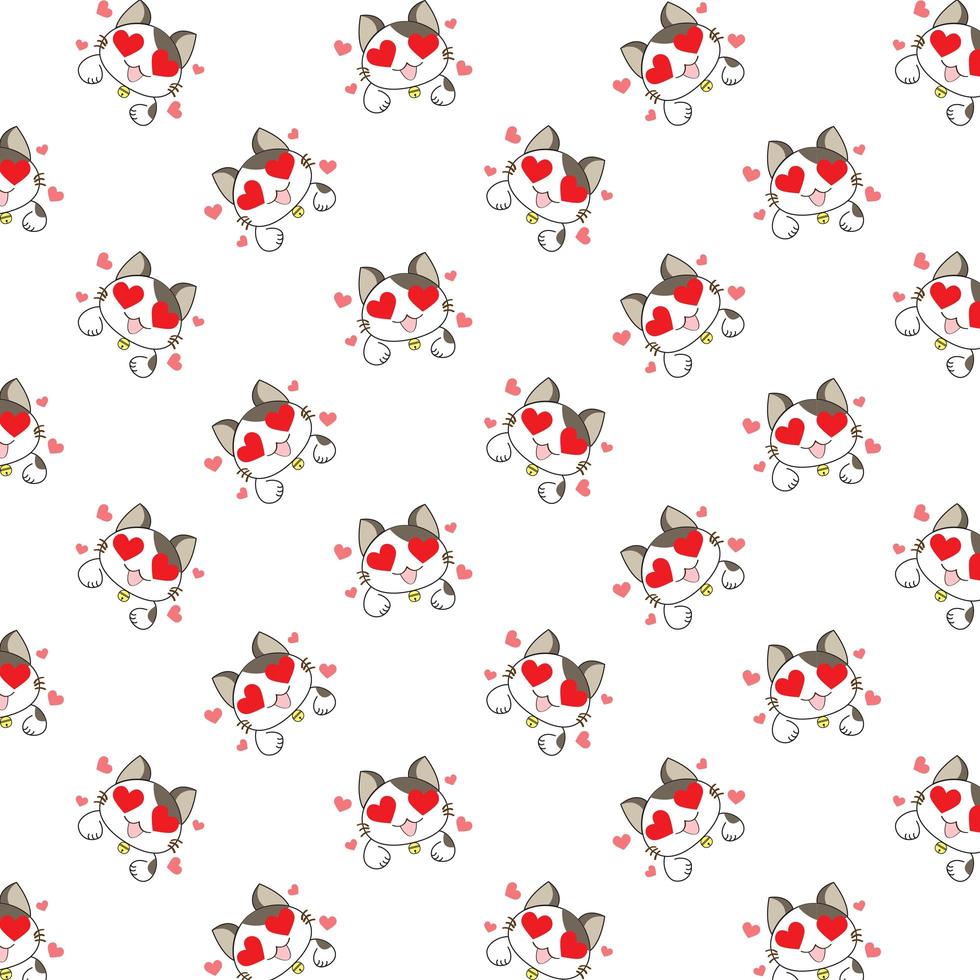 Cartoon Love Cats Pattern vector