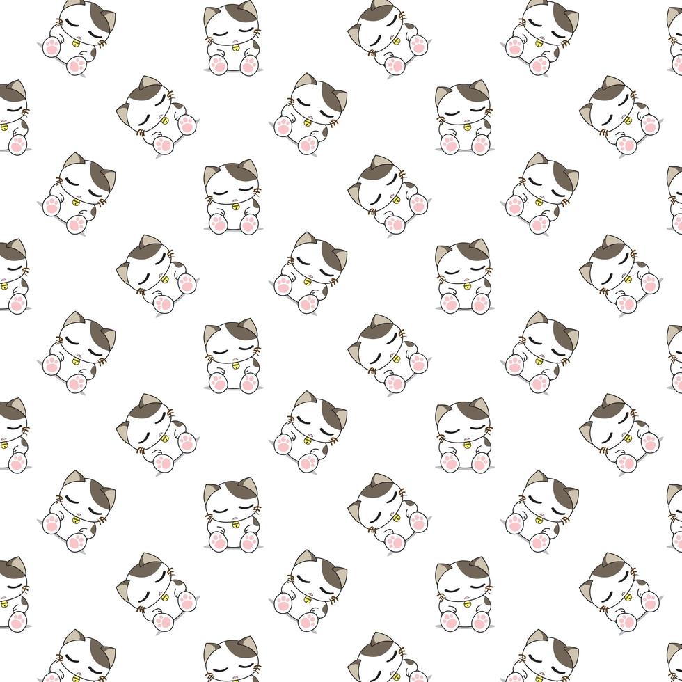  Cartoon Sleeping Cats Pattern vector